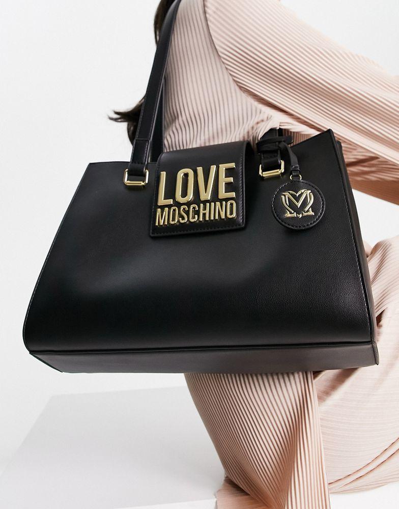 Love Moschino long handle shoulder bag in black商品第2张图片规格展示