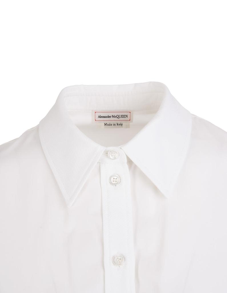 Alexander McQueen Woman Shirt In White Cotton Poplin With Long Balloon Sleeves商品第3张图片规格展示