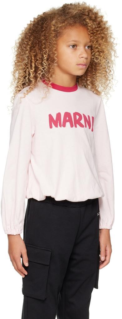 商品Marni|粉色徽标儿童长袖 T 恤,价格¥743,第4张图片详细描述