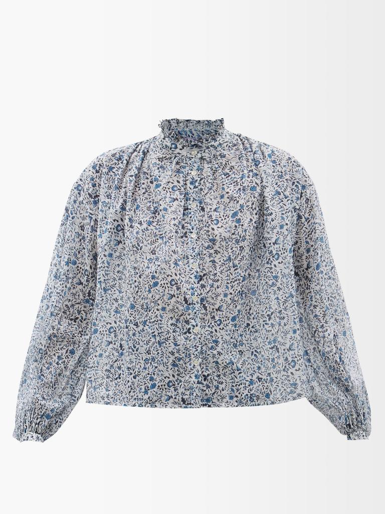 Slava floral-print cotton-voile blouse商品第1张图片规格展示