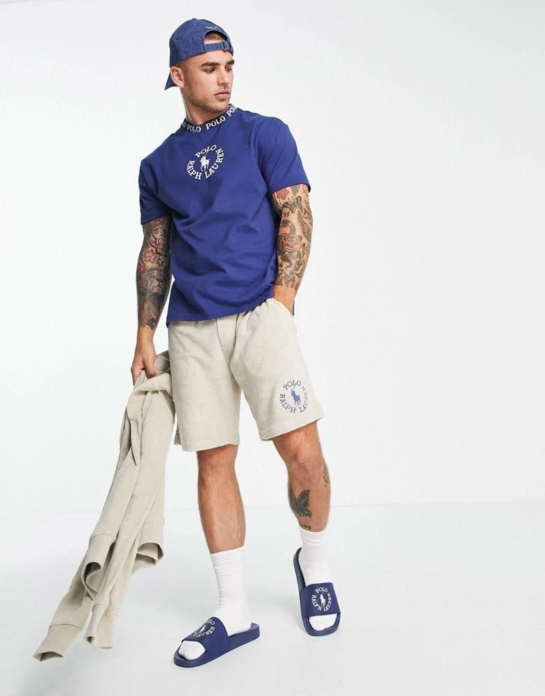 商品Ralph Lauren|Polo Ralph Lauren x ASOS exclusive collab terry towelling shorts in stone with small circle logo,价格¥854,第3张图片详细描述