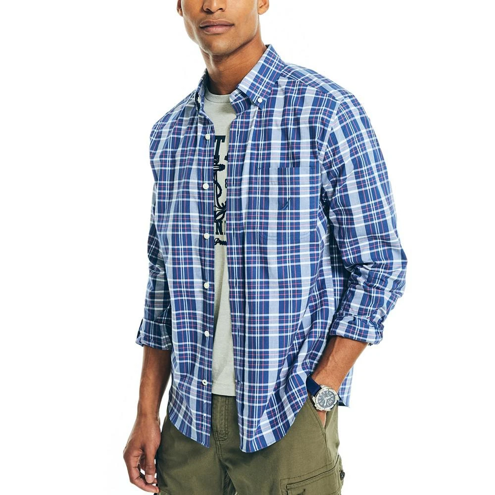 商品Nautica|Men's Classic-Fit Long-Sleeve Plaid Poplin Shirt,价格¥472,第1张图片