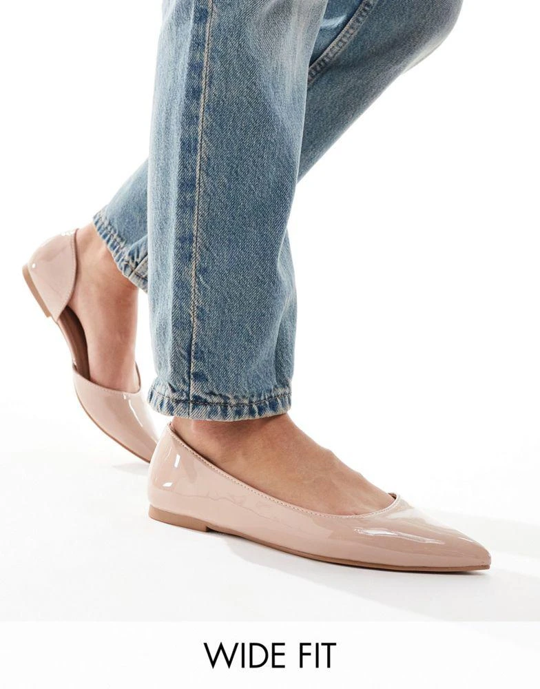 商品ASOS|ASOS DESIGN Wide Fit Virtue d'orsay pointed ballet flats in beige patent,价格¥109,第1张图片