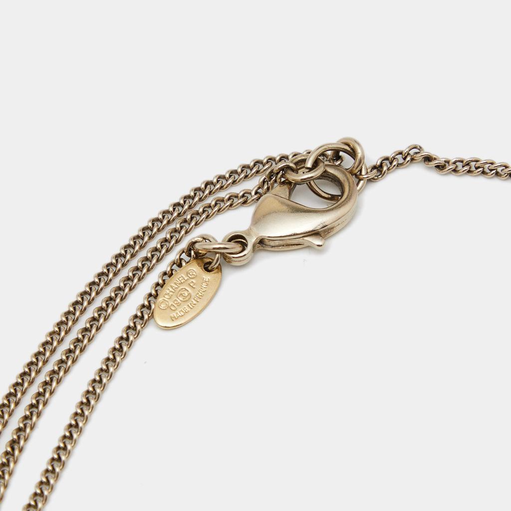 商品[二手商品] Chanel|Chanel CC Crystal Resin Gold Tone Pendant Necklace,价格¥3741,第7张图片详细描述