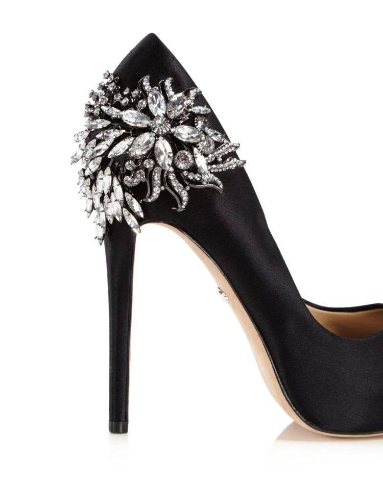 商品Badgley Mischka|丝缎露趾钻饰高跟鞋,价格¥981,第5张图片详细描述