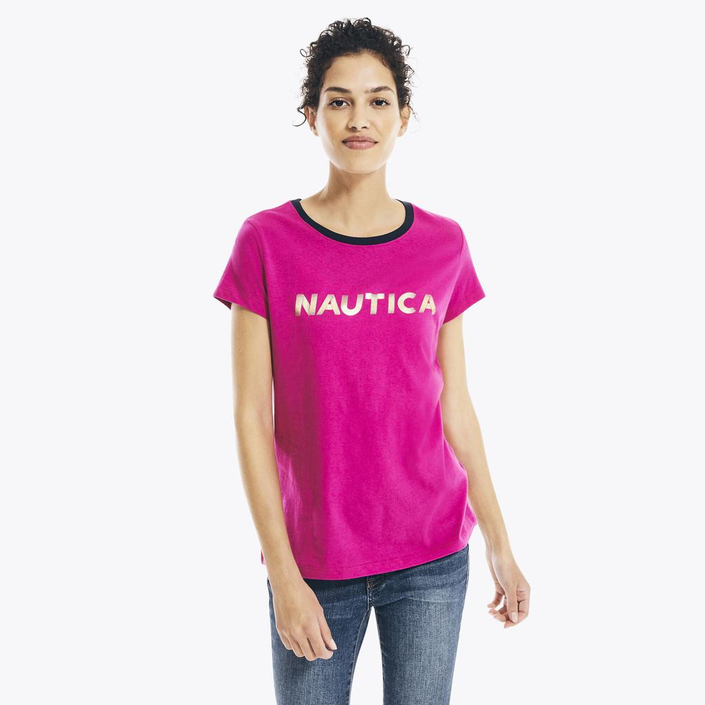 Nautica Womens Metallic Foil Logo Graphic T-Shirt商品第4张图片规格展示