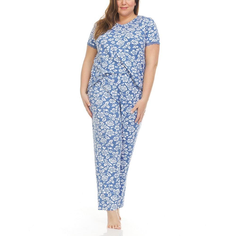 商品Flora Nikrooz|Plus Size Kerin Top and Pajama 2 Piece Set,价格¥477,第1张图片