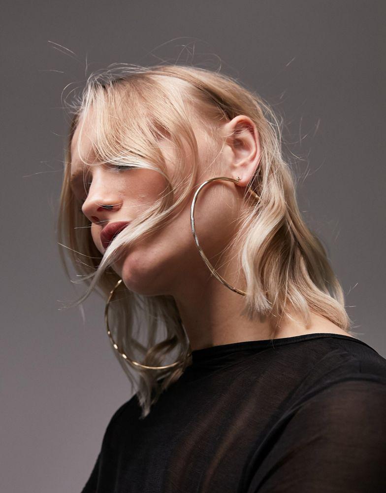 商品Topshop|Topshop large snakechain twist hoops in gold,价格¥110,第4张图片详细描述
