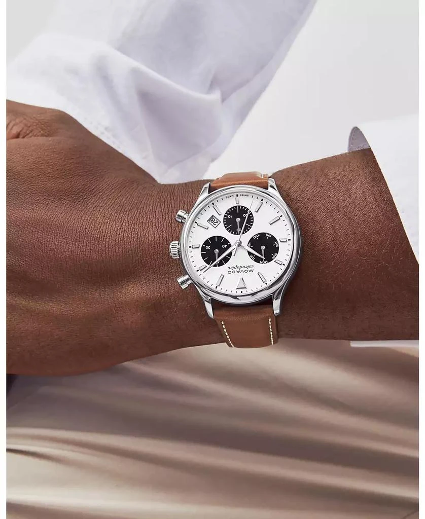 商品Movado|Men's Heritage Cognac Brown Genuine Leather Strap Watch 43mm,价格¥6663,第4张图片详细描述