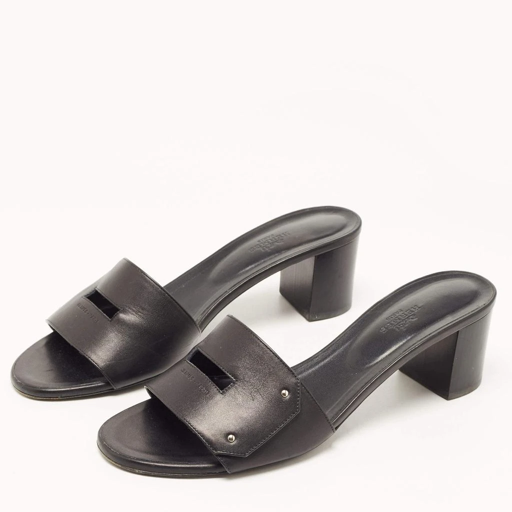 商品[二手商品] Hermes|Hermes Black Leather View Slide Sandals Size 41,价格¥4005,第2张图片详细描述