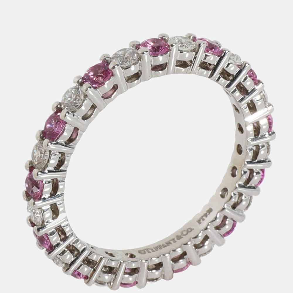 Tiffany & Co. Sapphire Diamond Band in 950 Platinum Pink 0.39 CTW Size 47商品第3张图片规格展示