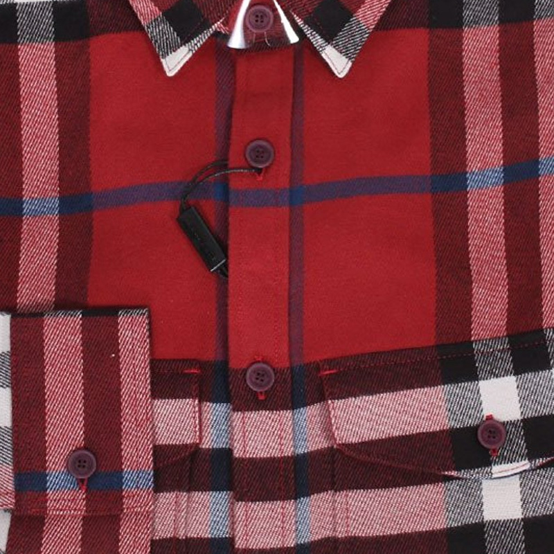 Burberry 博柏利 男士格纹全棉长袖衬衫红色 3942164商品第2张图片规格展示