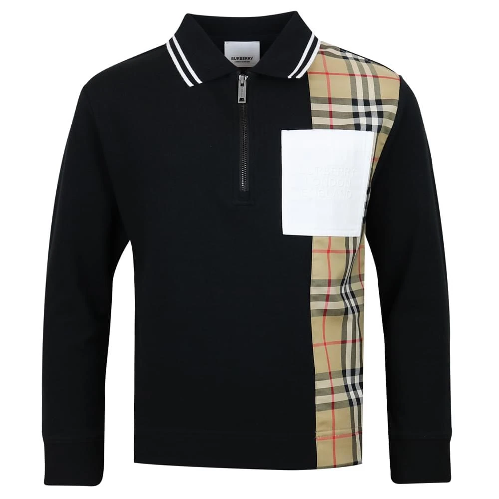 商品Burberry|Black Long Sleeve Matthew Polo Shirt,价格¥1192,第1张图片