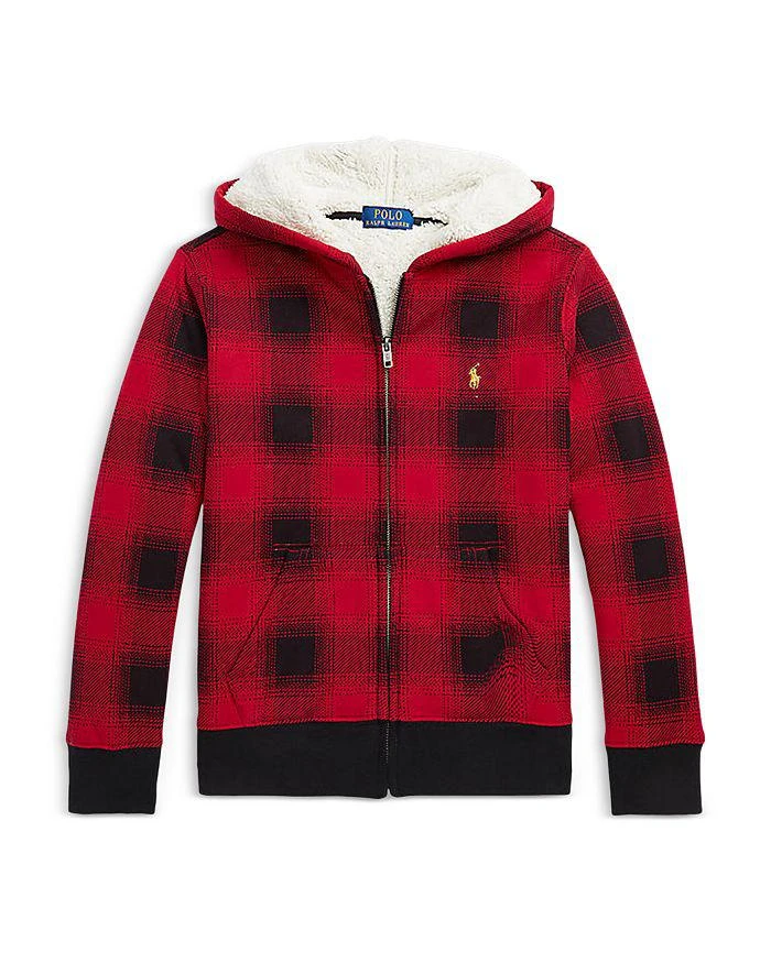 商品Ralph Lauren|Boys' Plaid Fleece Full-Zip Hoodie - Little Kid, Big Kid,价格¥520,第1张图片