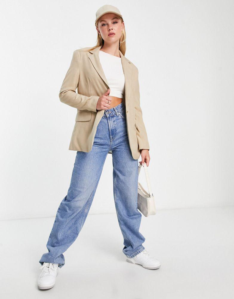 商品Bershka|Bershka core oversized blazer in camel,价格¥300,第1张图片