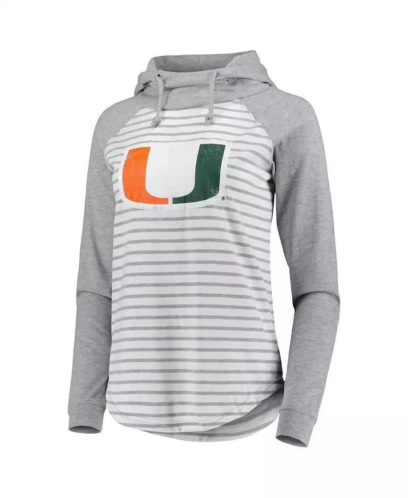 商品Colosseum|Women's Heathered Gray, White Miami Hurricanes Gloria Raglan Long Sleeve Hoodie T-shirt,价格¥248,第3张图片详细描述