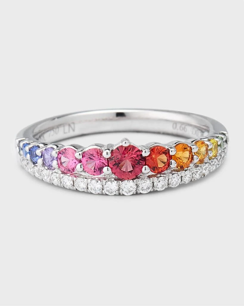 商品Lisa Nik|Rainbow 18K White Gold Double Chevron Sapphire and Diamond Band Ring, Size 6,价格¥19586,第1张图片