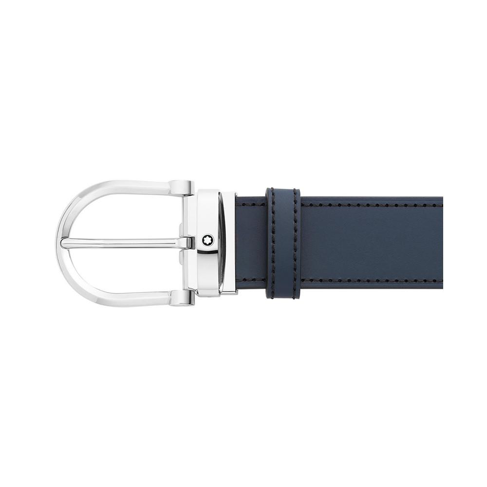 Men's Horseshoe Shiny Stainless Steel Reversible Leather Belt商品第2张图片规格展示