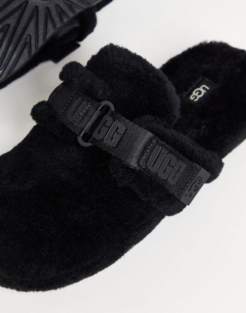 Ugg fluff it sheepskin slippers in black商品第2张图片规格展示