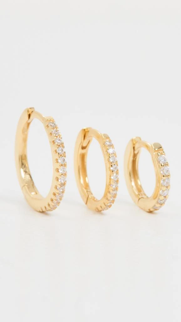 商品Shashi|SHASHI Triples Pave Hoop Earrings Set,价格¥666,第3张图片详细描述