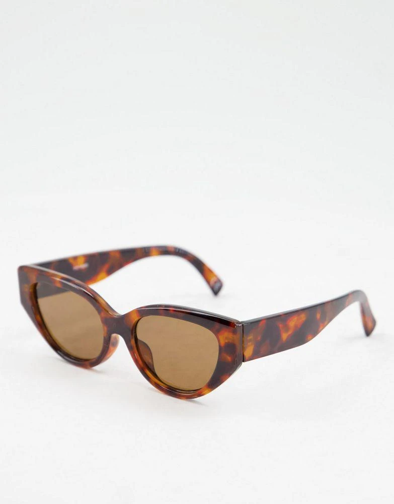 商品ASOS|ASOS DESIGN frame cat eye sunglasses with bevel detail in brown tort - BROWN,价格¥82,第1张图片