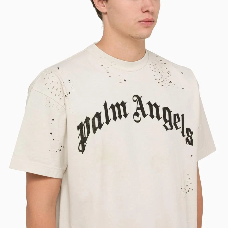 商品Palm Angels|White cotton crew neck t-shirt with logo,价格¥1958,第4张图片详细描述