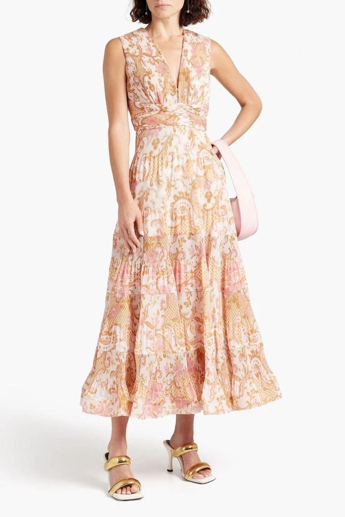 Tiered paisley-print organza midi dress 商品