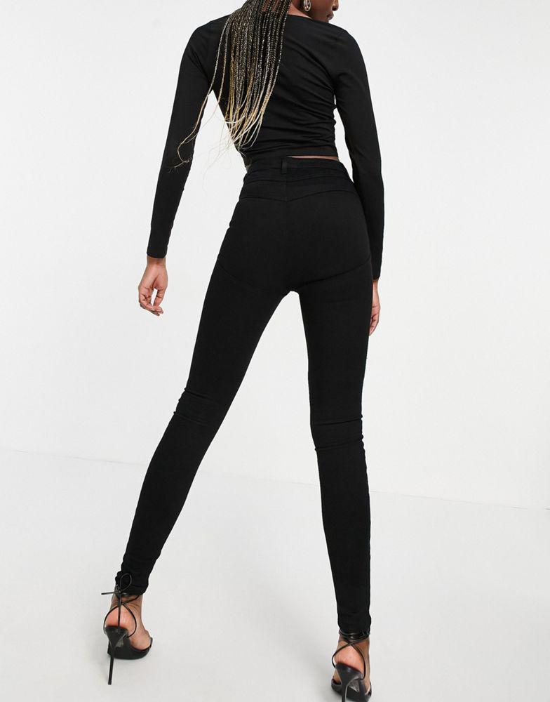 ASOS DESIGN Tall high rise 'lift and contour' skinny jeans in black商品第2张图片规格展示