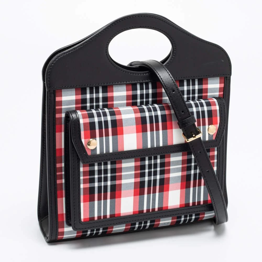 商品Burberry|Burberry Black/Red Check Nylon and Leather Mini Pocket Bag,价格¥5421,第3张图片详细描述