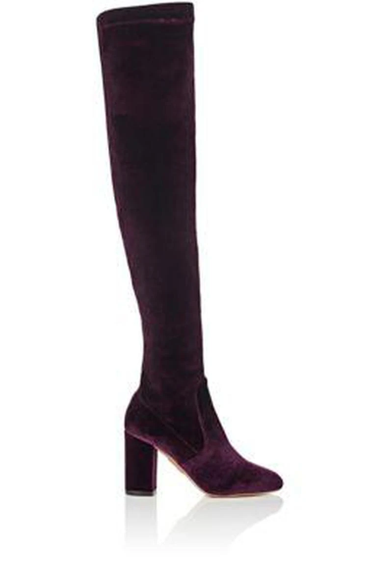 商品Aquazzura|So Me Velvet Over-The-Knee Boots,价格¥7403,第1张图片