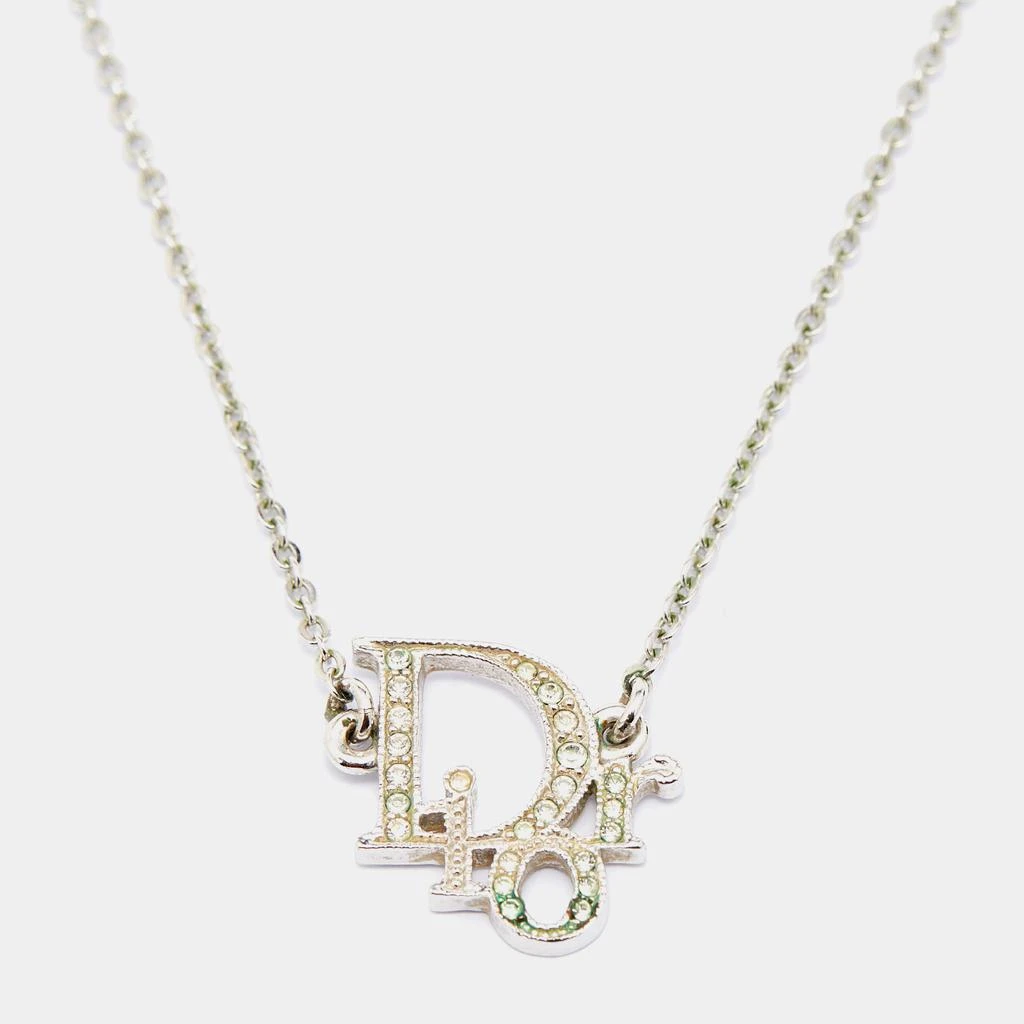 商品[二手商品] Dior|Dior Silver Tone Crystal Logo Earrings & Pendant Necklace,价格¥3269,第4张图片详细描述