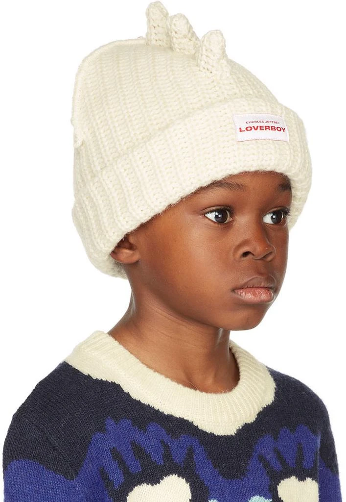 商品Charles Jeffrey Loverboy|SSENSE Exclusive Kids Off-White Chunky Spikes Beanie,价格¥908,第2张图片详细描述