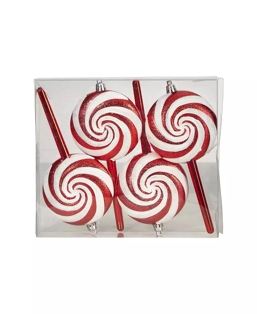 商品NEARLY NATURAL|Candy Cane Lollipop 4 Piece Holiday Deluxe Christmas Shatterproof Ornament Set, 7',价格¥143,第4张图片详细描述