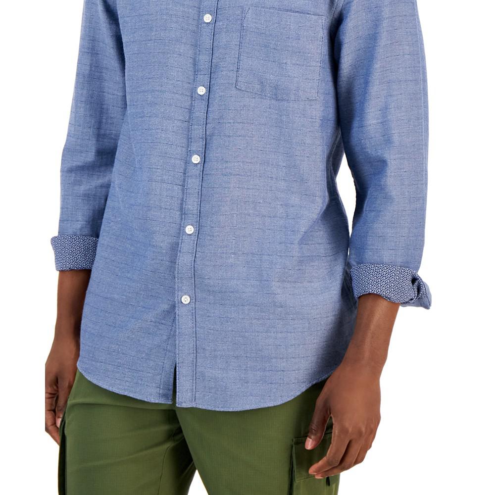 Men's Keys Chevron Pattern Button-Front Long-Sleeve Shirt, Created for Macy's商品第3张图片规格展示