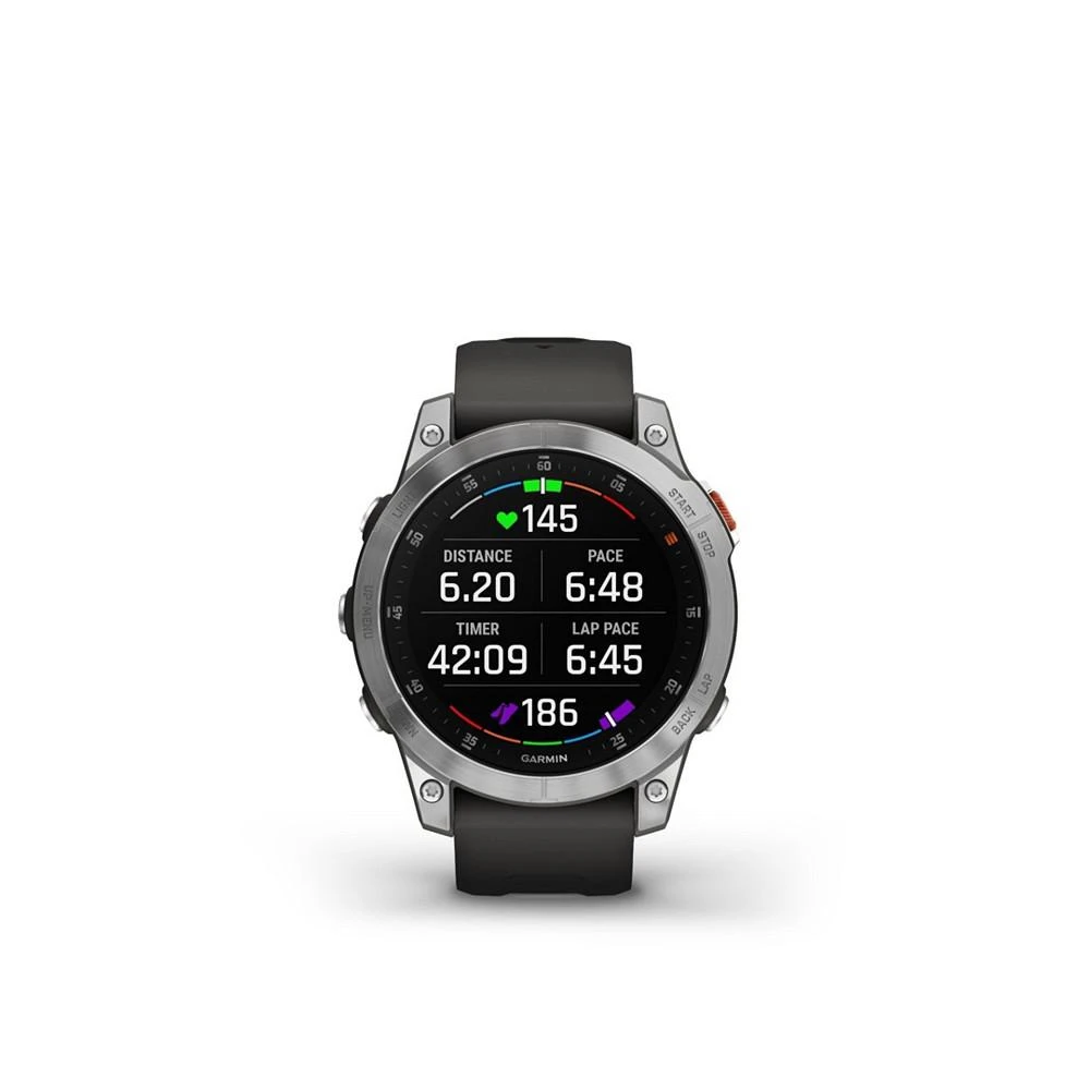 商品Garmin|Unisex Epix Slate Steel Black Silicone Band Smart Watch 33mm,价格¥6724,第1张图片