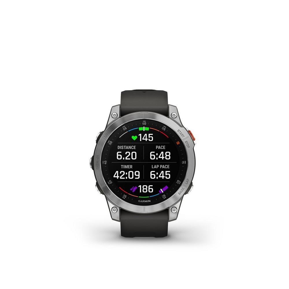 商品Garmin|Unisex Epix Slate Steel Black Silicone Band Smart Watch 33mm,价格¥5894,第1张图片