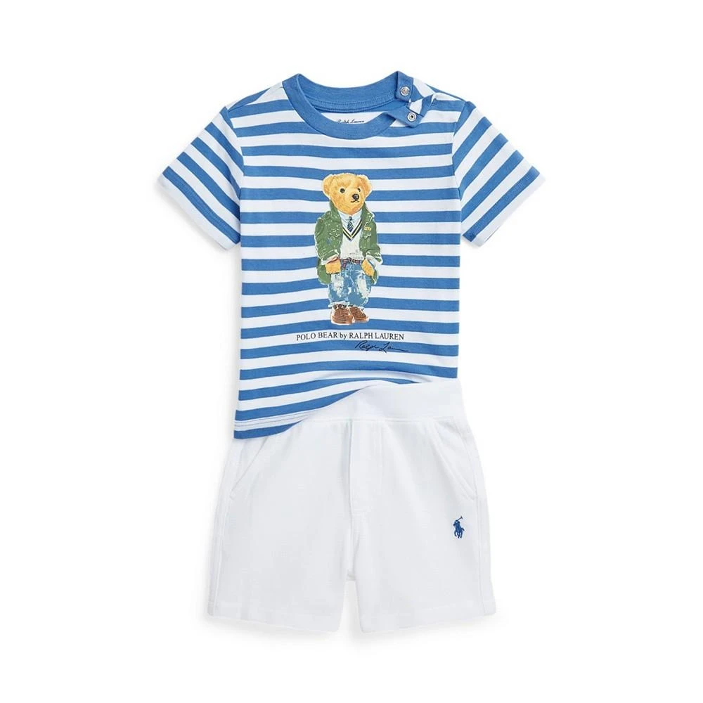 商品Ralph Lauren|Baby Boys Polo Bear Cotton T Shirt and Mesh Shorts Set,价格¥225,第1张图片