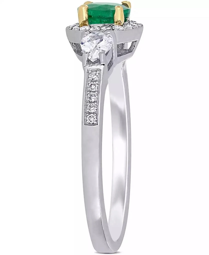 商品Macy's|Emerald (1/2 ct. t.w.), White Sapphire (1/3 ct. t.w.) & Diamond (1/8 ct. t.w.) Halo Ring in 14k Gold & White Gold,价格¥22321,第4张图片详细描述
