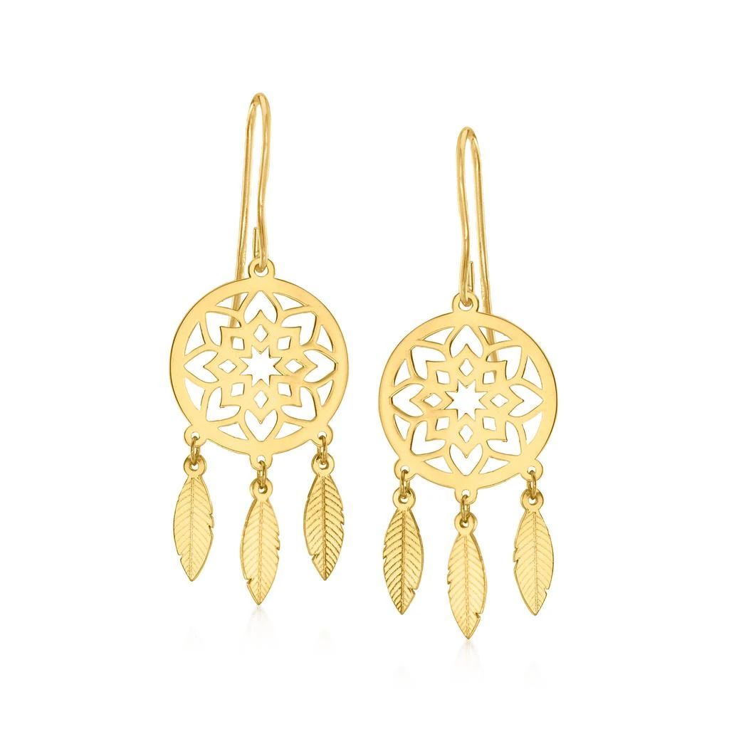 商品Ross-Simons|Ross-Simons Italian 14kt Yellow Gold Dreamcatcher Drop Earrings,价格¥2206,第1张图片