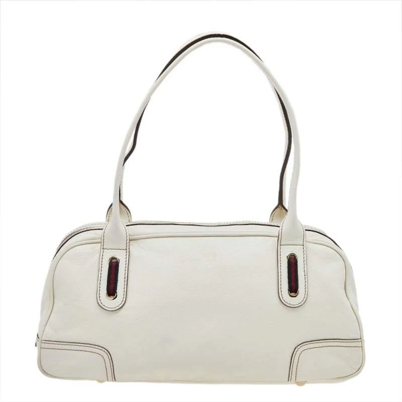 商品[二手商品] Gucci|Gucci White Leather Web Bow Bowling Bag,价格¥2699,第4张图片详细描述