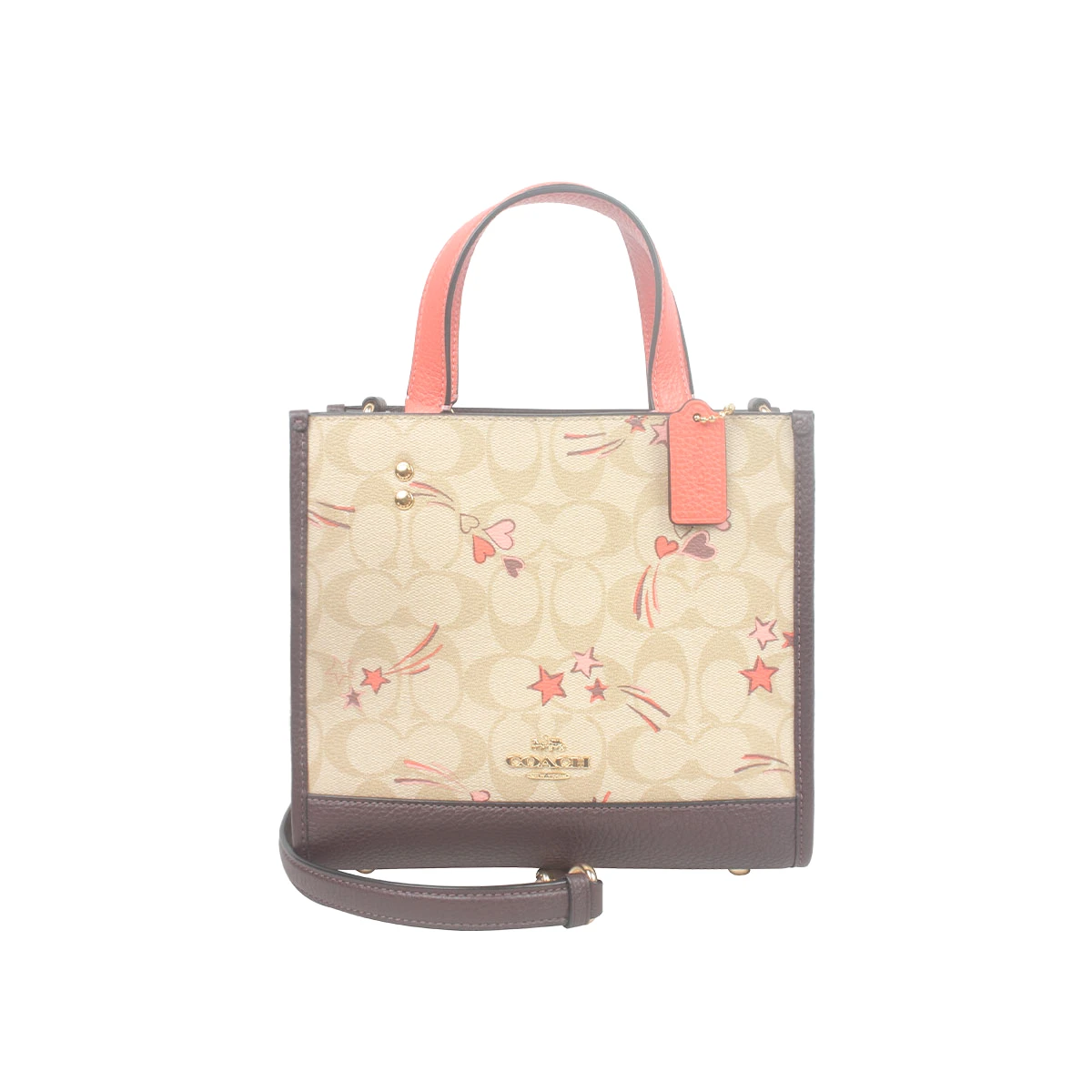 商品Coach|蔻驰奥莱款 Dempsey tote 22女士PVC配皮单肩手提托特包,价格¥1615,第1张图片