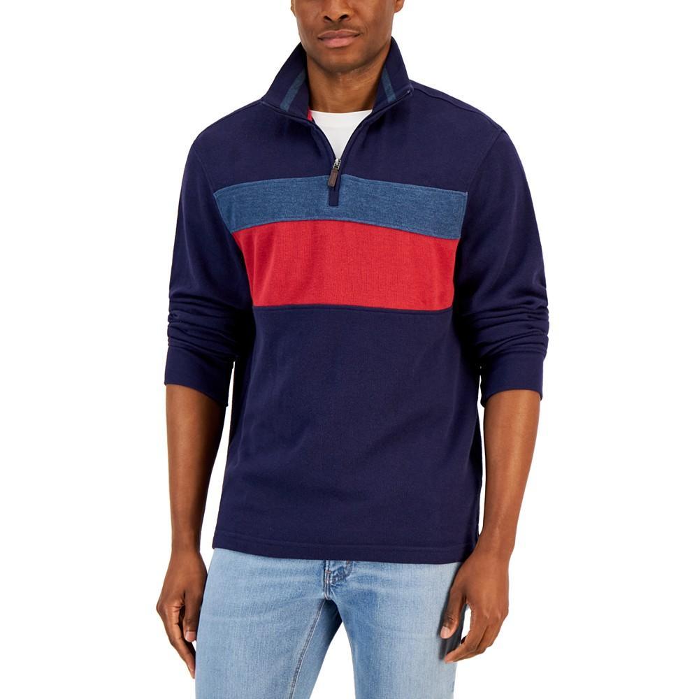 商品Club Room|Men's Colorblocked French Rib Quarter-Zip Sweater, Created for Macy's,价格¥175,第3张图片详细描述