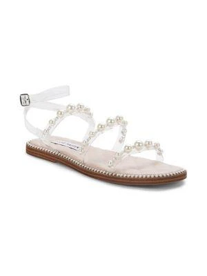 商品Steve Madden|Zazie Embellished Transparent Flat Sandals,价格¥166,第2张图片详细描述