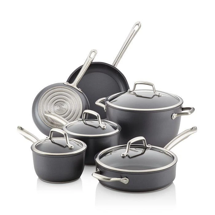 商品Anolon|Accolade Hard-Anodized Precision Forge Cookware Set, 10-Piece, Moonstone,价格¥2612,第1张图片详细描述