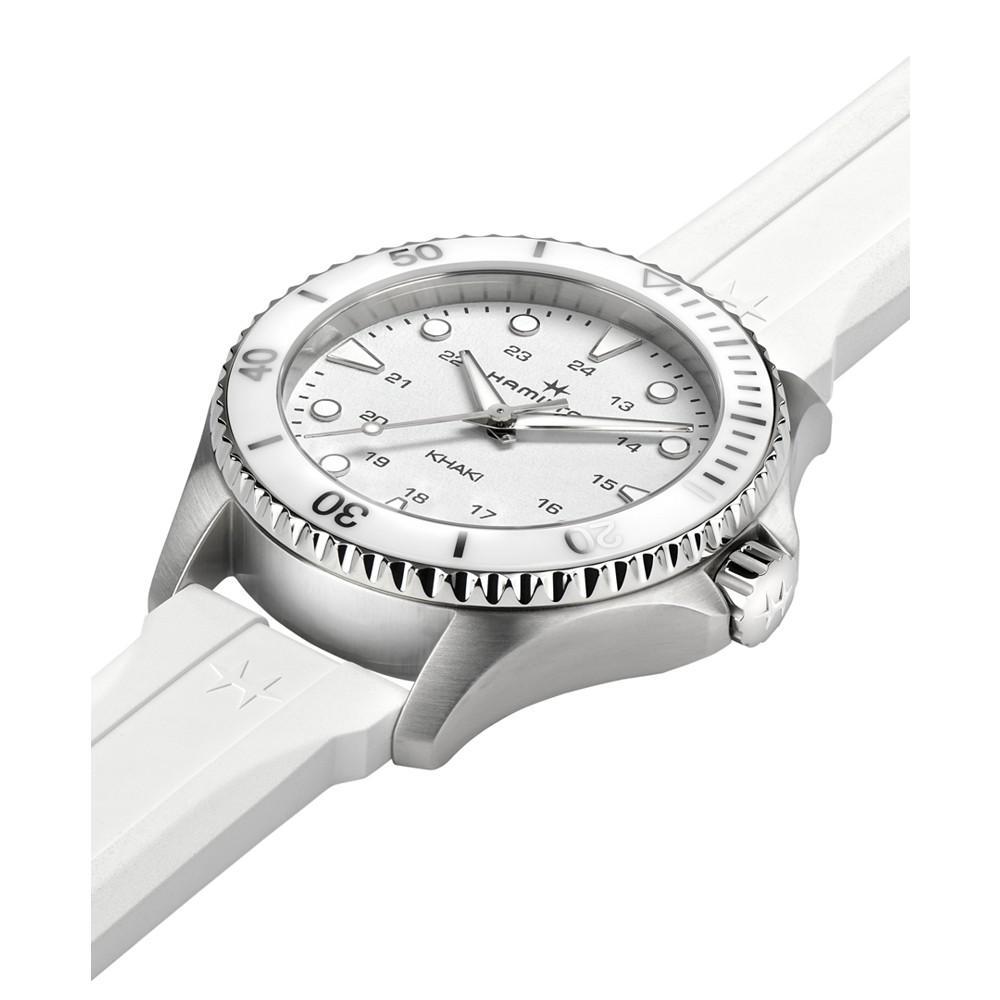 商品Hamilton|Women's Swiss Khaki Navy Scuba White Rubber Strap Watch 37mm,价格¥4677,第4张图片详细描述