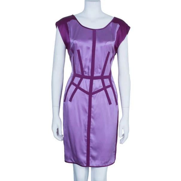 商品[二手商品] Narciso Rodriguez|Narciso Rodriguez Purple Satin Panel Shift Dress M,价格¥912,第2张图片详细描述