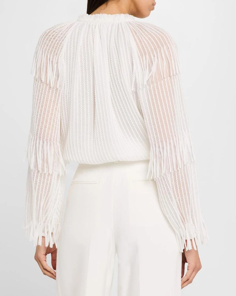 商品Kobi Halperin|Poppi Tie-Neck Fringe Chiffon Blouse,价格¥3341,第3张图片详细描述