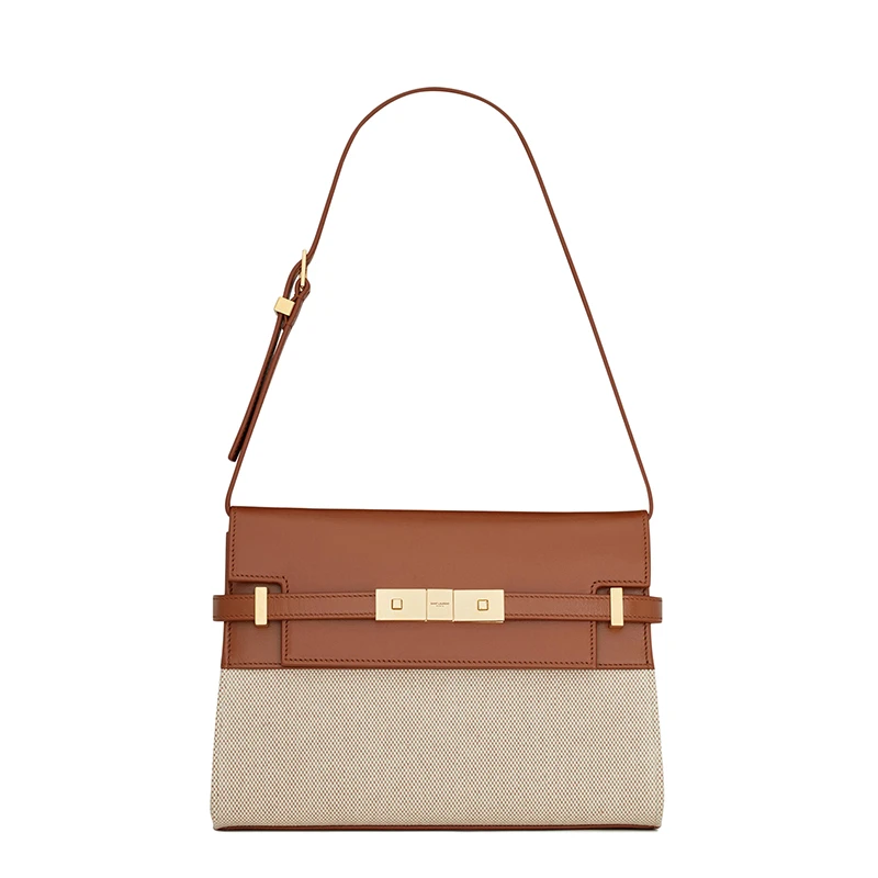 商品Yves Saint Laurent|SAINT LAURENT PARIS/圣罗兰 YSL 经典MANHATTAN系列 女士小号自然色/米色棉质帆布配皮翻盖单肩手提包675626HZD2J9380,价格¥13883,第1张图片