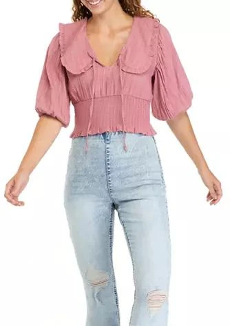 商品Vanilla Star|Star Juniors Puff Sleeve Portrait Collar Top,价格¥61,第1张图片详细描述