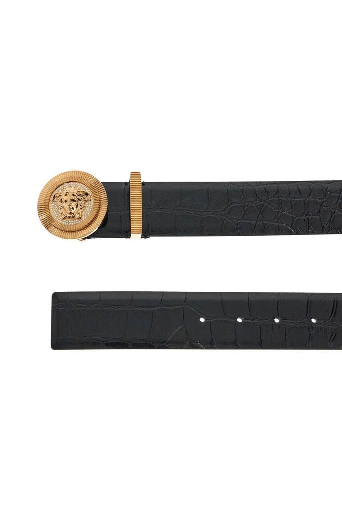 【関税＆送料込み】Versace l Belt Versace black embossed crocodile calfskin belt with
